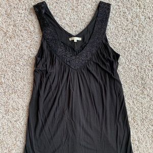 Women’s Black V-Neck Beaded Tank Top